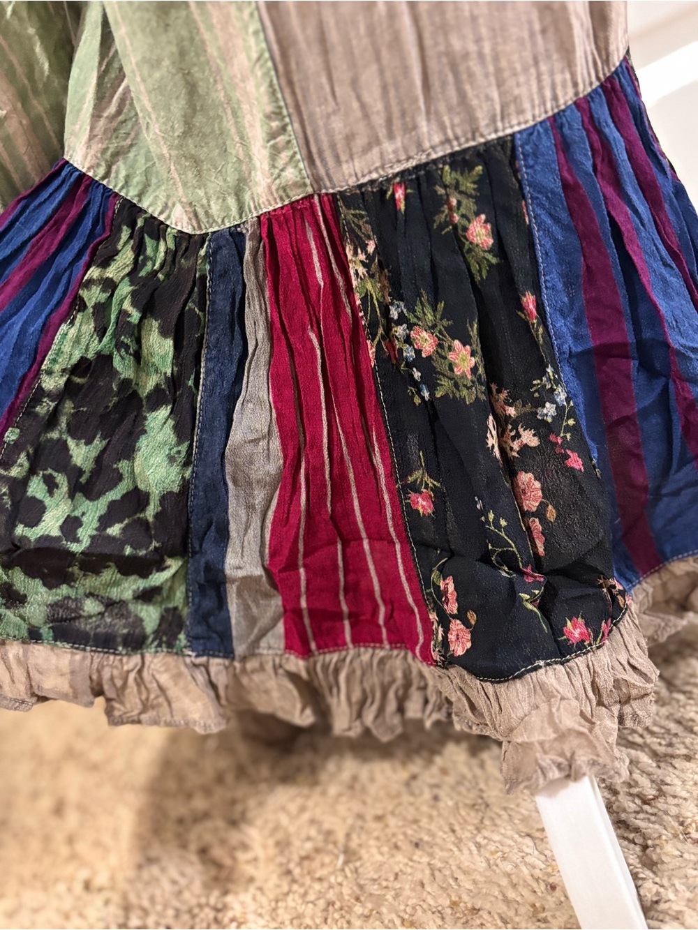 Boho Patchwork Boot-Cut Pants in Taupe & Beige. Pockets!💕 - Picture 9 of 10